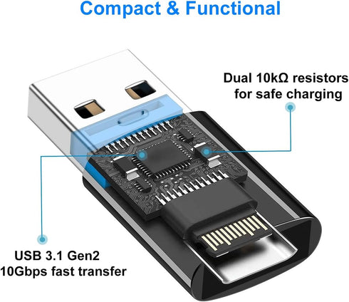 USB to USB C Adapter, USB C Female to USB 3.1 Male Adapter, USB Type C to USB A Adapter Compatible with iPhone 11 12 13 14 Pro Max, Samsung Galaxy...