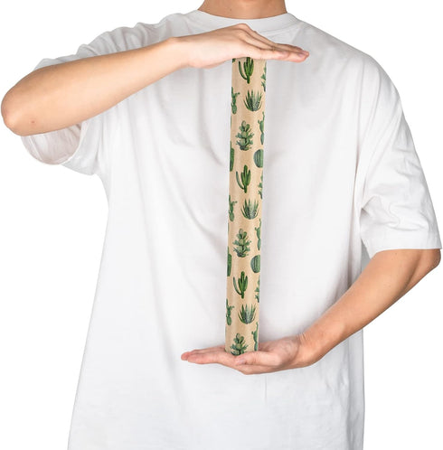 RUSPEPA Kraft Wrapping Paper Roll - Mini Roll - Cactus Design for All Occasions - 17 Inches X 32.8 Feet...