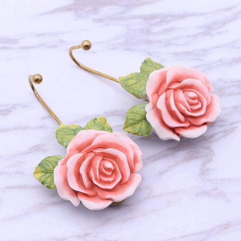 OPENDGO 3PCS Rose Resin Wall Hooks Wall Mounted Creative Flower Iron Hook for Hanging Coat/Hat/Key/Towel/Handbag Hooks/Hangers Room Wall Decor...