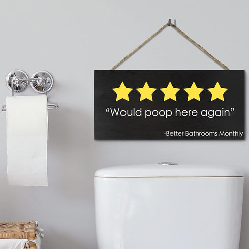 JennyGems Funny Bathroom Decor, Would Poop Here Again Bathroom Sign Funny Decorations, Wall Hanging...