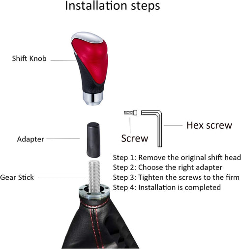 Leather Gear Shift Knob Stick Shifter Transmissions Handle Fit Most Manual Automatic Cars Truck SUV (Red)...