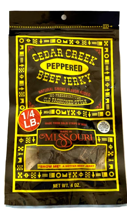 Cedar Creek | Air-Dried Thinly Sliced | 4oz pack | No Artificial Preservatives | Grass Grain Fed Beef | Clean Healthy Snack (Peppered)...
