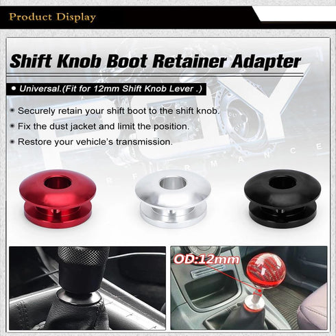 2 Pack Shift Knob Limiter Universal Car Shift Knob Boot Retainer Stopper Shifter Lever Shifting Head Buckle Stopper Adapter (Black + Red)...