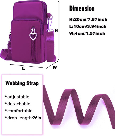 WITERY Waterproof Nylon Cute Crossbody Cell Phone Purse Smartphone Wallet Bag for Women...