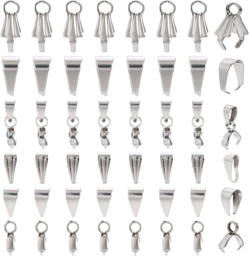 Pandahall 12Pcs 925 Sterling Silver Pinch Bails Snap on Bails Pendant Pinch Clip Bail Clasps Metal Jewelry Clasp for DIY Jewelry Making...