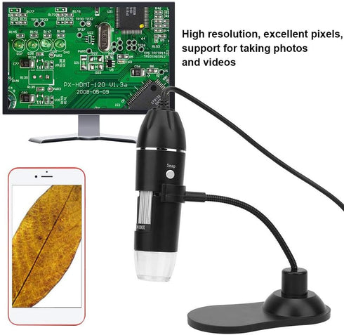 LED Digital Microscope, Aluminum Alloy Microscope, Electronic Biological Research Industrial for Archaeological Research Insect Observation...