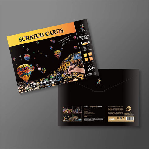 MIASTAR Scratch & Sketch Art for Kids & Adults, Rainbow Painting Night View Scratchboard(A4), Art & Craft, 4 Sheets Scratch Cards & Drawing Pen, C...