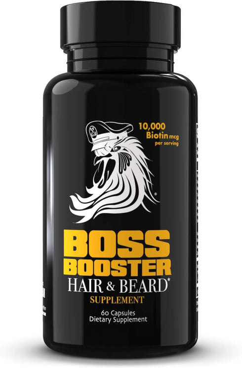 Bossman Boss Booster Supplement – 60 Capsules – MSM and 10,000 MCG Biotin Beard Growth Vitamins for Men – 30-Day Supply...