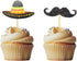 Morndew 24 PCS Sombrero Mustache Cupcake Toppers Insert Picks Decorations for Mexican Fiesta Themed Party Birthday Party Baby Shower Wedding Party...