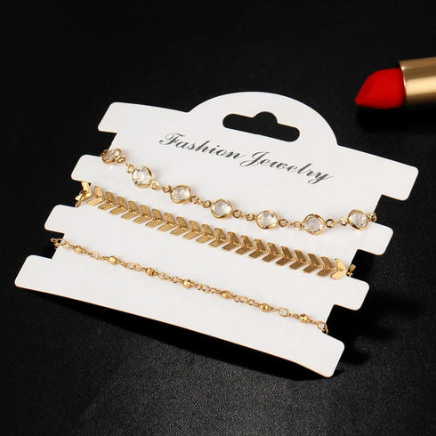 Elegant Multilayer Rhinestone Anklet Set for Women - Summer Beach Ankle Jewelry, Boho Anklet Chain - Sexy Foot Accessory Gift for Women...
