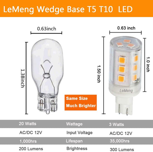 3W T10 Wedge Base RV 921 LED Light Bulb 12VAC/DC Landscape Garden Patio Path Driveway Malibu, RV Camper Trailer Motorhome Marine Boat Dome Fixture...