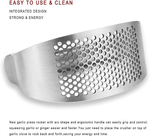Garlic Press Rocker, Bottle Opener, Stainless Steel Garlic Crusher Chopper Squeezer Slicer Mincer...