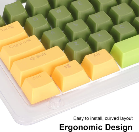 107 Keys Keycaps, Three Color Translucent Characters Arc Layout Mechanical Keyboard Ergonomic Keycaps,for 61/87/104/84/64/98/96 Key Keyboards(dark...
