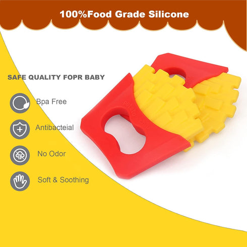 Teething Toys for Babies Soothe Teething Pain and Itching Gums, Food Grade Silicone Teethers for Babies 0-6 Months/6-12 Months, (Fries)...