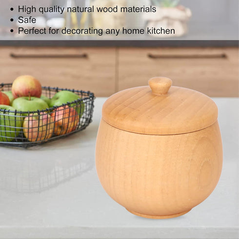 Wooden Seasoning Spice Jar, Sugar Bowl Pepper Seasoning Container Condiment Pots with Lid for Home Kitchen Restaurant(Wood)...