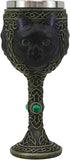 Ebros Wicca Mystical Witching Hour Black Cat Wine Goblet 7oz Feline Cats Celtic Wine Knotwork Beverage Chalice Goblet Cup With Green Gems...