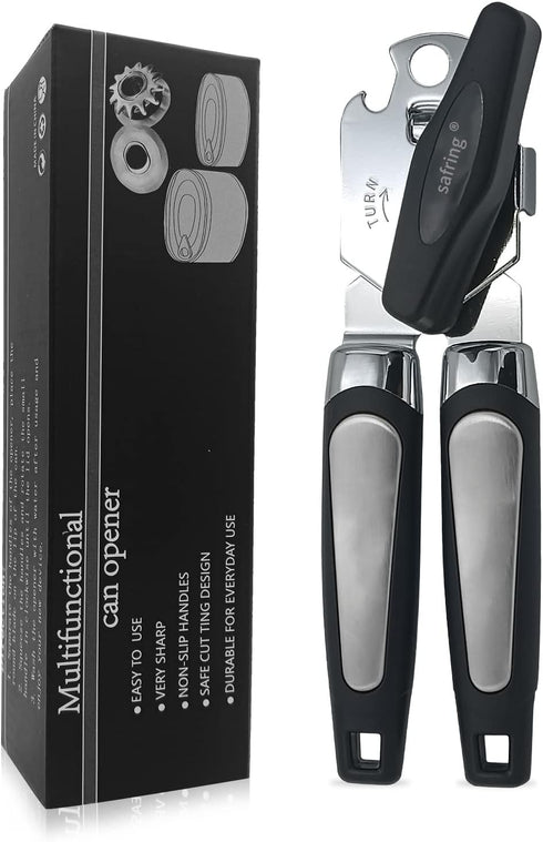 Can Opener Manual, Handheld Strong Heavy Duty Stainless Steel Can Opener, Comfortable Handle, Sharp Blade Smooth Edge, Can Openers with Multifunct...