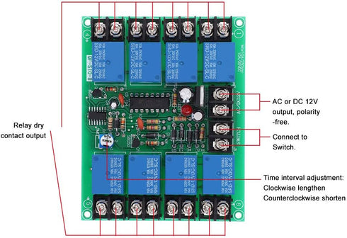 Power Time Sequence Board 8-Channel QF-S10-8 0.2-4S Adjustable Delay Relay Board Time Sequence Module Electronic Components...