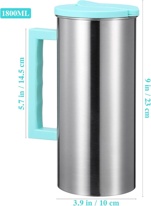 Cabilock Stainless Steel Iced Tea Pitcher:Beverage/Water Pitcher with Lid Hot Cold Water Pitcher Bedside Water Carafe for Fridge Beverage Carafe...