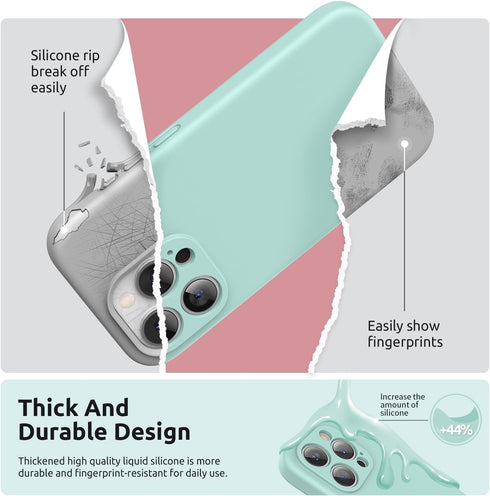 SURPHY Designed for iPhone 15 Pro Case with Screen Protector and Lanyard, Phone Strap and Liquid Silicone Phone Case (Camera Protective + Soft Mic...