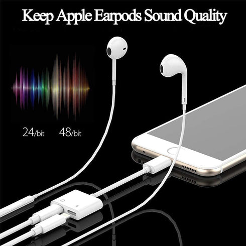 iPhone Headphone Adapter, MFi Certified Dual Lightning Audio + Charger Adapter Dongle Cable Splitter for iPhone 14/13/12/11/XS/XR/X 8/7/iPad/iPod,...
