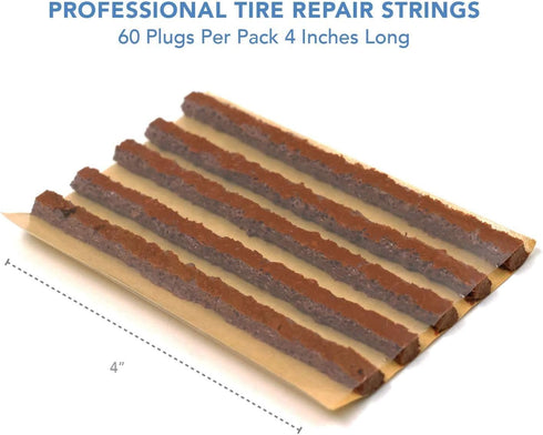 CKAuto 60pcs 4" Brown Tire Repair Strings, Automotive Tool Tire Repair Plugs for Tubeless Off-Road Tires Car, Bike, ATV, UTV, Wheelbarrow, Mower...