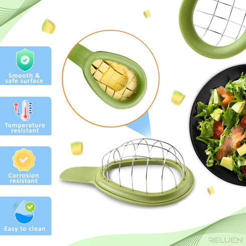 Avocado Slicer Tool - 3.2 x 6.3 Inches Avocado Cuber Tool with Ergonomic Handle, Easy to Use and Clean, Food-Grade Plastic and Stainless Steel, Go...