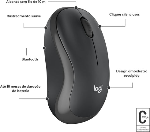 Logitech M240 Silent Bluetooth Mouse, Wireless, Compact, Portable, Smooth Tracking, 18-Month Battery, for Windows, macOS, ChromeOS, Compatible wit...