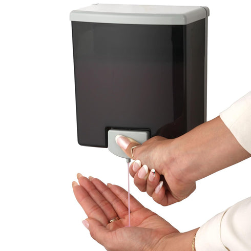 Bobrick Surface-Mounted Soap Dispenser - Manual Wall-Mounted 40 fl oz Capacity Top Fill, ADA Compliant, Vandal-Resistant, Visible Soap Level, All-...