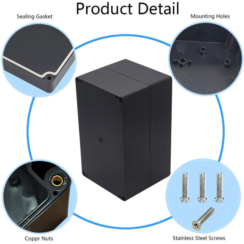 Project Box IP65 Waterproof Junction Box ABS Plastic Black Electrical Boxes DIY Electronic Project Case Power Enclosure 7.87x4.72x4.45 inch (200x1...