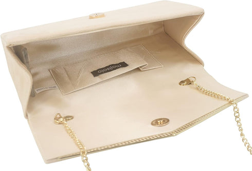Faux Suede Women's Evening Clutch Bags for Formal Cocktail Prom Wedding Party Velvet Foldover Purse...
