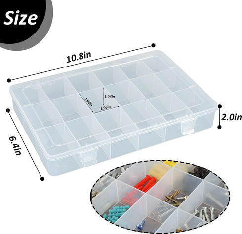 2 Packs 30 Large Grids Sewing Thread Organizer Storage Box,with Adjustable Dividers,Clear Plastic Container Holder for Embroidery,Washi Tape...