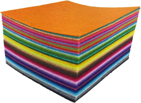 48pcs Felt Fabric Sheet Assorted Color Felt Pack DIY Craft Squares Nonwoven (25cm * 25cm)...