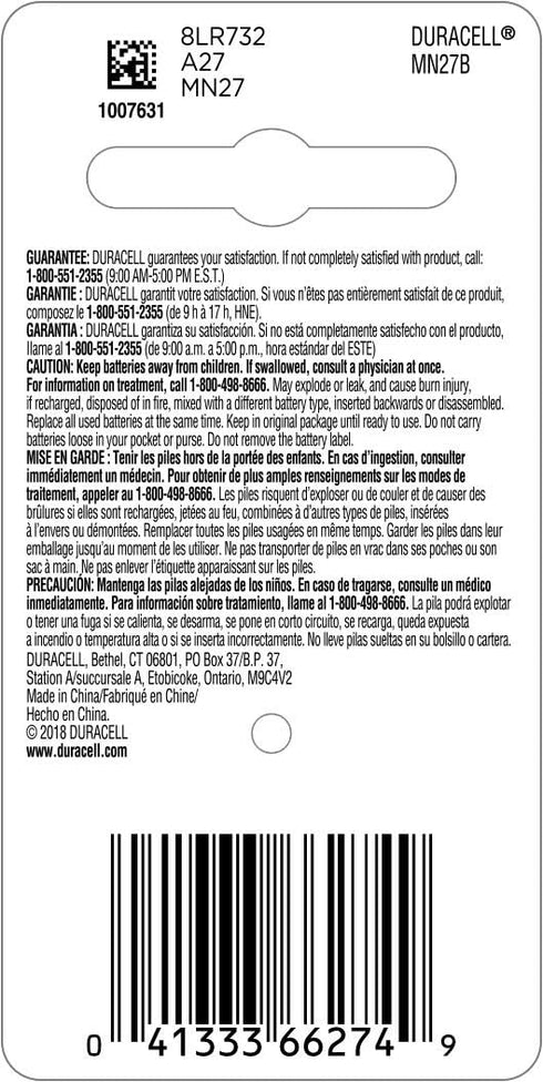 Duracell - 27 12V Specialty Alkaline Battery - Long Lasting Battery - 1 Count...