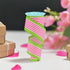 Vertical Stripe & Polka Dot Edge Wired Edge Ribbon - 2.5" x 10 Yards (White, Hot Pink, Lime Green)...