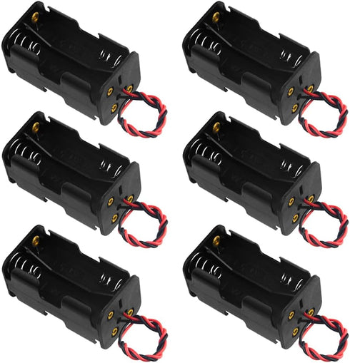 WMYCONGCONG 6 PCS 4 x 1.5V AA Battery Holder Case Box with Black Red Wire Leads...