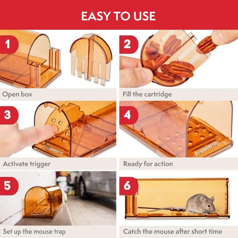PATTLER® | 2 Humane Mouse Trap for Indoor and Outdoor Home | Mechanical Reusable Live Mouse Traps Catch and Release Mice from Garden, Garage, Atti...