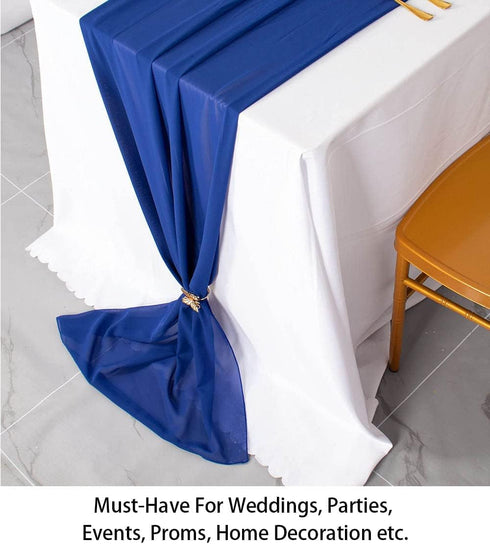 ShinyBeauty Chiffon Table Runner Royal Blue Voile Sheer Table Runners Tulle Wedding for Birthday Baby Shower Party Tables Decoration...