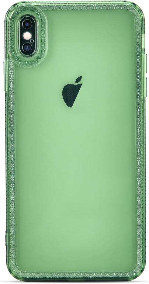 for iPhone Xs Max Case Cute Clear Bling Crystal Diamond Phone Case, with Sparkle Camera Len Protector Soft TPU Cover Case for Women Girls, Green.....