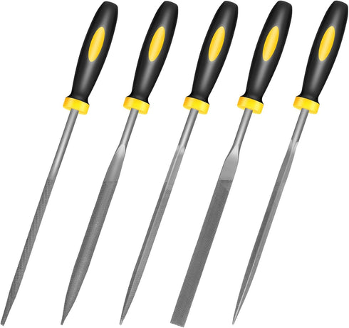 Mini Hand Metal File Set, Total Length 6.3“, 5pcs, Strength Alloy Steel Needle Files, includes Round, Bi Half-Round, Flat, Square, Triangular. Pre...