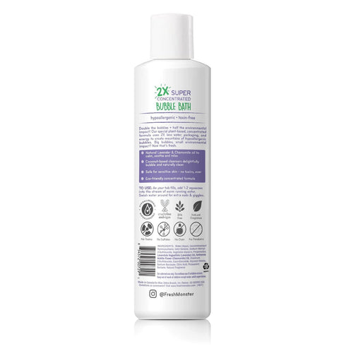 Fresh Monster Kids Foaming Bubble Bath | Hypoallergenic, Natural for Kids & Toddlers | Super Concentrated | Soothing Lavender Scent | Bath Time Es...