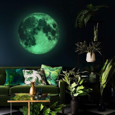 Glow in The Dark Moon Wall Decals 30cm Luminous Art Sticker at Night, Removable Adhesive Wall Decal for Kids Boy and Girl Bedroom...