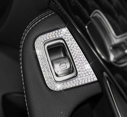 Compatible with 2015-2021 Mercedes Benz C300 W205 GLC300 Bling Accessories Window Glass Lift Switch Button Rhinestone Decals...