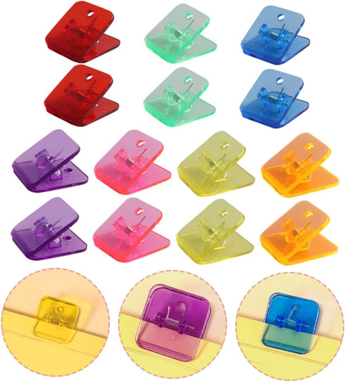 STOBOK 14pcs Transparent Folder Decorative Binder Decked Accessories Black Binder Metal Paper Clamps Utility Paper Clamp Plastic Paper Clamp Work ...