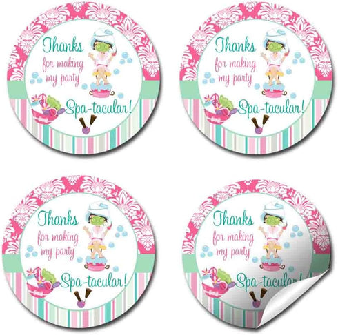 Spa & Pampering Birthday Party Thank You Sticker Labels, 40 2" Party Circle Stickers by AmandaCreation, Great for Party Favors, Envelope Seals & G...