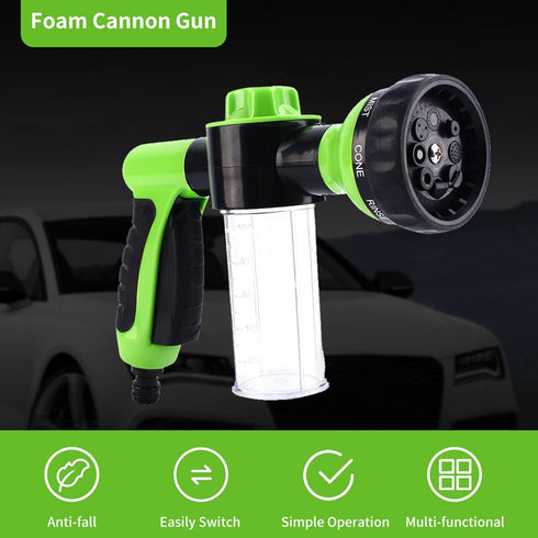 Car Foam Cannon Hose Sprayer Dispenser, Blaster Wash Gun, 8 Watering Patterns, Cars Washing, Cleaning Pets, Shower, Plants Watering Supplie...
