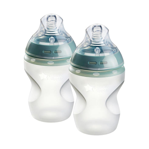 Tommee Tippee Baby Bottles, Natural Start Silicone Anti-Colic Baby Bottle, 9oz, 0+ Months, Slow Flow Breast-Like Nipple, Self-Sterilizing, Baby Fe...