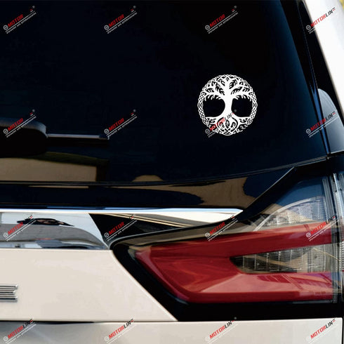 White 5'' Yggdrasil Tree of Life Decal Sticker Viking Odin Norse Norway Norwegian Roundel...