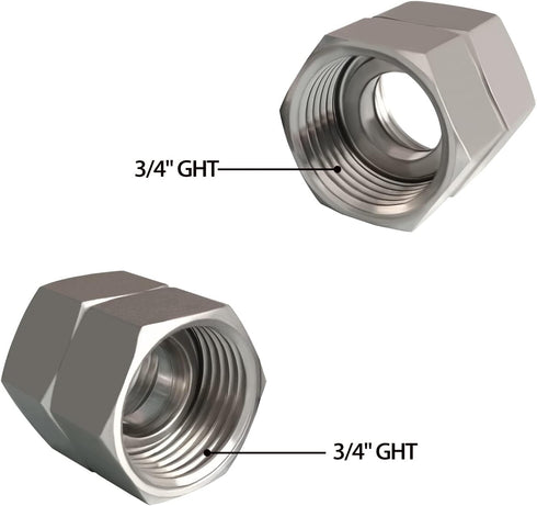 304 Stainless Steel Garden Hose Adapter 3/4"GHT Female to Female Water Pipe Connector with 2 Extra Washers...