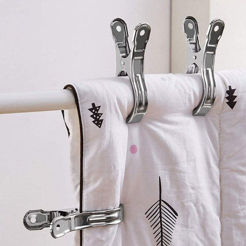 Outdoor Heavy Duty clothespins 10 Pack Large Stainless Steel Quilt Clips,Beach Towel Clips,Curtain Clamps,Rubber Tipped Metal Clothes...